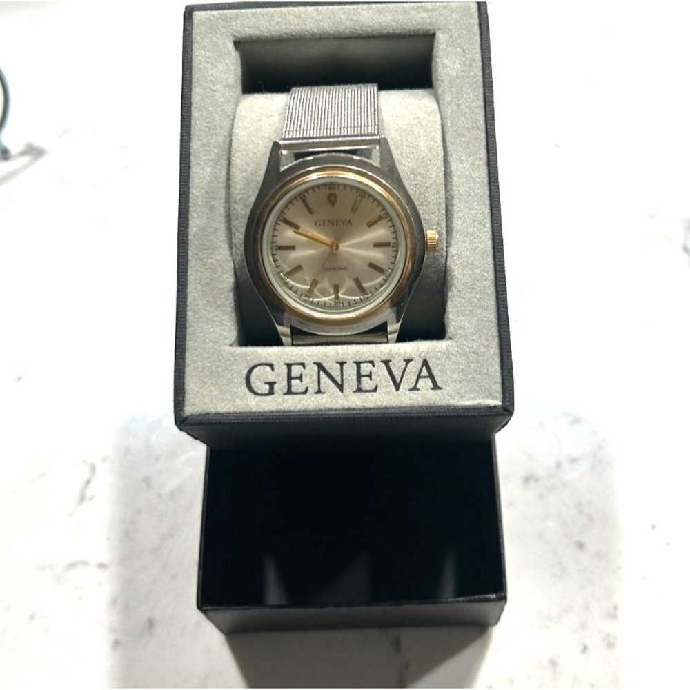 Geneva Retro Men's Stainless Steel Mesh Band Round Dress Watch Silver Gold NEW
